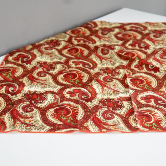 Red & Gold Paisley Vintage Neck Scarf or Pocket Square - Picture 8 of 13